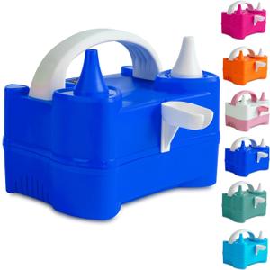 LANGXUN Portable High Power Electric Balloon Pump, Two Nozzle 110V 600W Air Blower Electric Ballon Inflator Pump for Party Latex Balloon Decoration Supplies (Yellow) (Dark Blue)