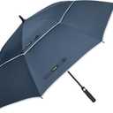 G4Free 47/54/62/68 Inch Automatic Open Golf Umbrella Oversize Extra Large Double Canopy Vented Windproof Waterproof Stick Umbrellas (Navy Blue/Reflective Stripe)
