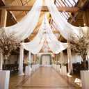 White Wedding Arch Draping Fabric, 63" x 32Ft Wedding Arch Drapes Tulle Fabric Drapery Sheer Backdrop Curtains for Wedding Ceremony Arch Stage Party Ceiling Dcor