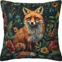 William Morris Forest Animals Fox Throw Pillow Covers Soft Decorative Throw Pillowcases Cushion Case Square for Home Decor Bed Couch Car Living Room 18x18 Inch (Color-19)