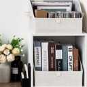 StorageWorks Closet Storage Bins, Trapezoid Organizer Box for Shelves, Fabric Clothes Bin, Foldable Organizing Baskets with Handles, Small, 3-Pack, Mixing of Beige, White & Ivory