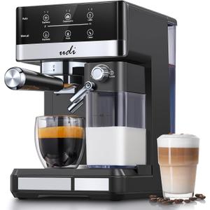 UDI Espresso Machine, 20 Bar Cappuccino & Latte Coffee Maker with Automatic Milk Frother, Auto or Manual Quick Brew Dual Boiler, Touchscreen Espresso Maker, Black