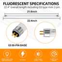 6 Pack F24T5/835/HO Fluorescent Light Bulb, 22 inch T5 Linear Tube 24W 3500K Soft Warm, 1800 Lumens High Output,86 CRI, G5 Mini Bi-Pi Base