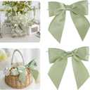 AIMUDI Sage Green Satin Bows 5.5" Bows for Gift Wrapping Satin Twist Tie Bows Premade Ribbon Bows for Treat Bags Invitations Baskets Wreaths Crafts Wedding Birthday Baby Shower Decorations, 24 PCs