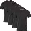Hanes Men's Undershirts T-Shirt Pack, 4-Pack, ComfortBlend Moisture-Wicking Tees for Men, Crewneck T-Shirt, Slim Fit (Black, L)