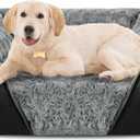 INVENHO Large Dog Bed for Large Medium Small Dogs, Rectangle Washable Orthopedic Dog Bed, Soft Calming Sleeping Puppy Bed Durable Pet Cuddler with Anti-Slip Bottom L(30"x24"x9")