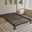 4 Inch Twin Bed Frames with Metal Baffles, Black Bed Frame Twin Size No Box Spring Needed, Rounded Corner Legs, Heavy Duty Steel Platform Support, Reserved Holes, Noise Free, Easy Assembly