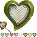 Ceramic Spoon Rest for Stove Top, Heart Cute Spoon Rest for Kitchen Counter, Cooking Spoon Holder for Kitchen Counter, Utensil Rest Spatula Rest Ladle Holder Tong Rest (Retro Grass Green)