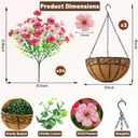 2 Set Artfiticial Hanging Mums Flower Baskets for Outdoors,Pink, 2 Pcs