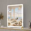 BEAUTME Vanity Mirror 22.4x28.1 Inch,Makeup Mirror with Lights,Hollywood Mirror,LED Mirror for Bedroom,Aluminium Frame,Tabletop/Wall Mount,Horizontal/Vertical,Silver