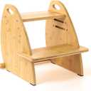 Wooden 2 Step Stool for Kids,Toddler Adjustable Triple Height Step Stool,Bamboo Bird-Shaped Design,300lbs Capacity,Ideal for Bathroom,Kitchen,Bedroom