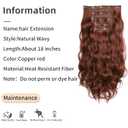 Copper Red Fake Clip in Hair Extensions For Women 18" Long Wavy Synthetic Invisible 5PCS Soft And Easy Installation Thick Curly Ins Hairpieces For Weddings Party Daily Use 6 Oz Auburn