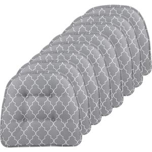 Klear Vu Omega Non-Slip Chair Cushions, Assembled in USA, U-Shaped Skid-Proof Seat Pads for Dining Room, Kitchen, Office, 15"x16", 8 Pack, Geo Gray