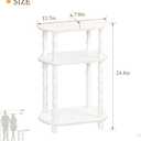 MaxSmeo Narrow Side Table, Small End Table with 3-Tier Open Shelf, Slim Bedside Table Nightstand for Small Spaces, Bedroom, Living Room (White)