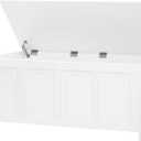 DINZI LVJ Cat Litter Box Enclosure, Flip Top Litter Box Furniture, Hidden Cat Washroom, 2-Entrances Wooden Pet House, 47.2" L x 18.7" W x 19.7" H, End Side Table, TV Stand, Easy to Assemble, White
