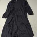 ANRABESS Long Sleeve Midi Dresses for Women V Neck 2025 Fall Fashion Casual Loose Fit Flowy Swing Tiered Vacation Boho Dress XL