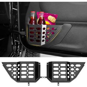 Metal Front Door Storage Box Pockets for 2007-2018 Jeep Wrangler JK JKU Sturdy Door Side Insert Molle Panels Organizer for 07-18 Wrangler JK JKU 2/4 Door Interior Accessories 2PCS