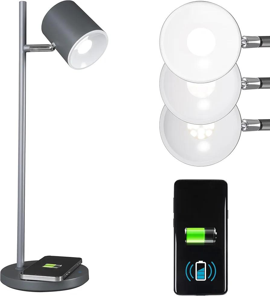 OttLite Good Housekeeping Modern LED Desk Lamp with Wireless Charger, Book Light, Reading Light, Adjustable, Dimmable, Designed to Reduce Eyestrain, Great Desk Lamps for Home Office
