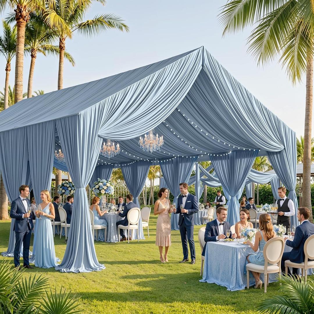Party Village 50ftx40ft Dusty Blue Ceiling Curtain for Wedding Parties