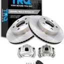 TRQ Front Brake Pad and Rotor Set Ceramic Vented Rotors Calipers Compatible with 2002-2007 Jeep Liberty