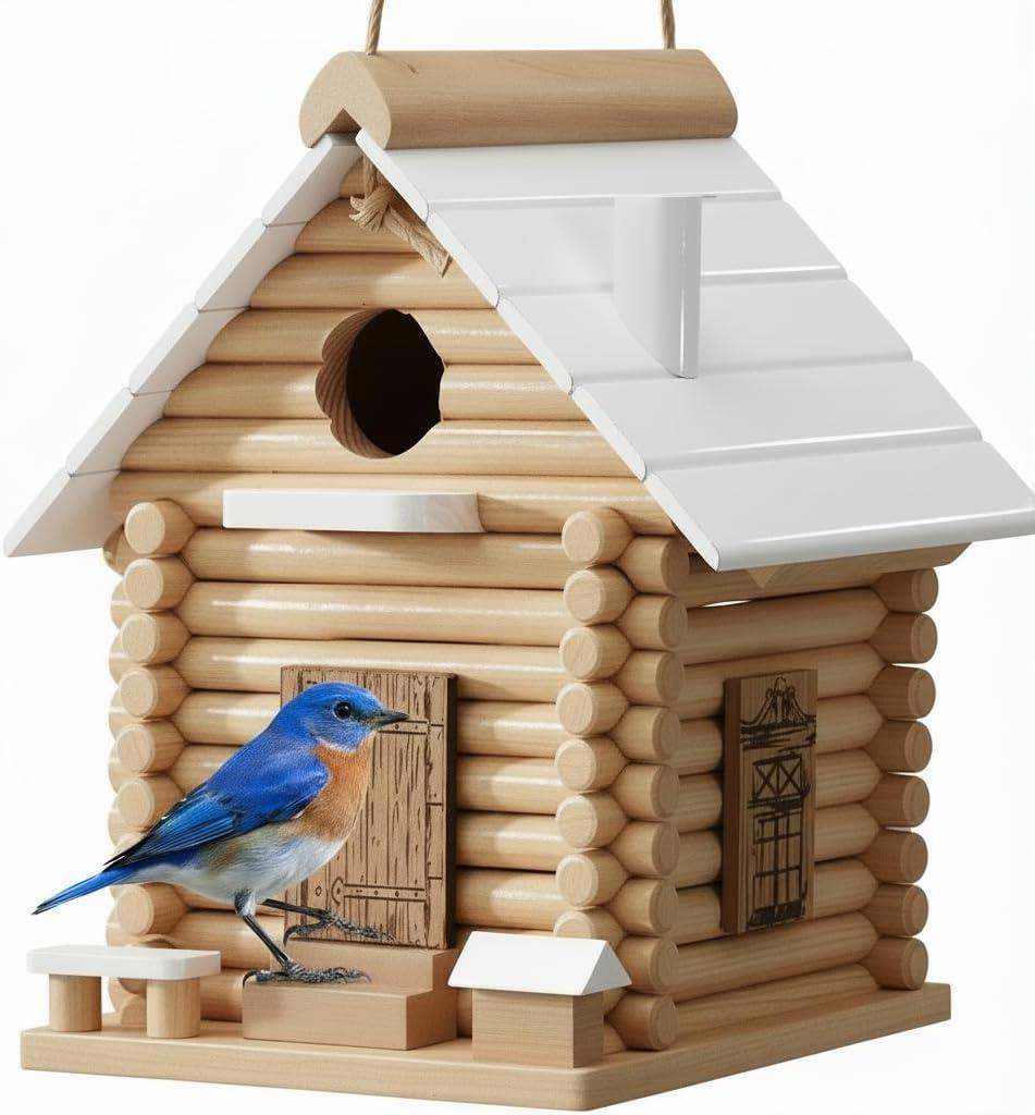 CEDAR ALPHA Premium Wooden Lincolnlog Bird House Kit - Birdhouse Kits - Build it Yourself Birdhouse for Adults to Build - Woodworking Adult Crafts & DIY Bird House, Relax Crafts Gifts Wood Projects
