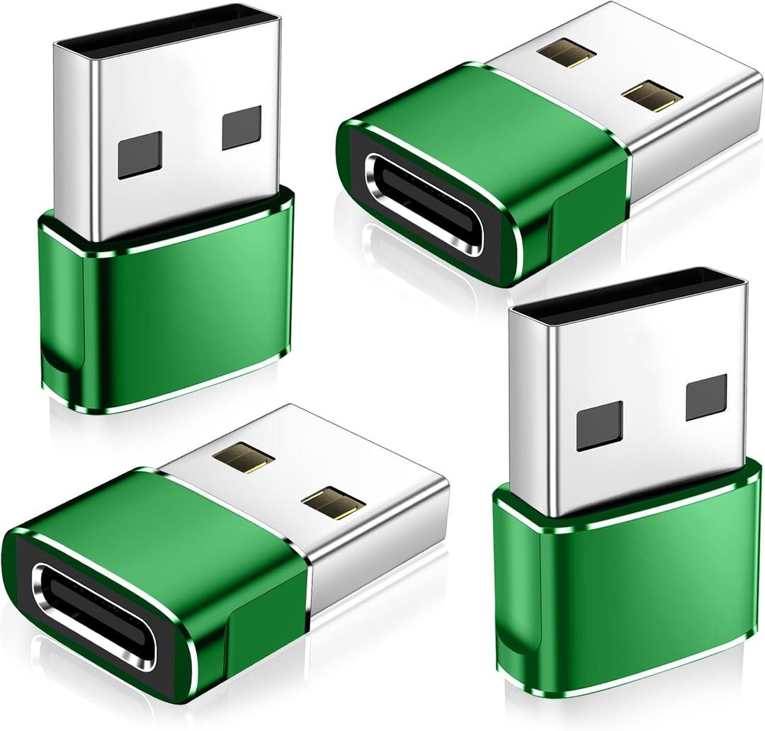 USB to USB C Adapter,Type-C Female to A Male Car Charger OTG Converter for Apple Watch Ultra 8 9 10,iPhone 16 15 14 13 Pro Max,Samsung S24,Nintendo Switch,AirPods,iPad,Car (Grenn)