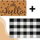 2 x 2 Pcs Front Door Mat Buffalo Outdoor Rug Oh Hello Doormat Decor Coir Mat Nonslip Porch Checkered Layered Front Door Rug Rustic Farmhouse Mats Entryway(Black Dot,23.6 x 35.4 Inch)