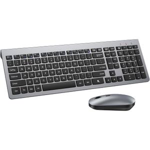 Wireless Keyboard and Mouse Combo - Ultra-Slim Design Full Size Quiet Keyboard with 3 DPI Adjustable Wireless Mouse,Sleep Mode,2.4G Cordless Thin Keyboard Mouse Set for Windows,Mac,Laptop