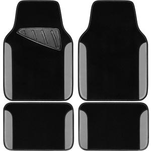 CAR PASS Rainbow Waterproof Universal Fit Faux Leather Car Carpet- Anti-Slip Nibbed Backing Floor Mats for SUV, Vans, Sedans, Trucks, Automotive Set of 4 (Black with Gray)