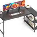 DUMOS 47" L Shaped Gaming Desk, Corner Desks with Storage Shelves, Black