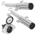 7 Way Trailer Plugs and Socket Set for Semi Truck, 2PCS 7-Pin Trailer Connector, Heavy Duty Die Cast Plug and Socket Assembly, 7 Way Adapter for Semi Truck Tractor Trailer