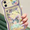 Toycamp for iPhone 16 Case 6.1 Inch - Women Girls Cute Butterfly with Sliding Camera Cover Glitter Bling Kawaii Girly Sparkle Design Flowing Liquid Quicksand Cover for iPhone 16 Phone Case
