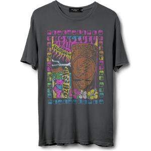 Junk Food Unisex Adult Grateful Dead Tiki Vintage Black T-Shirt (Gray, XS)