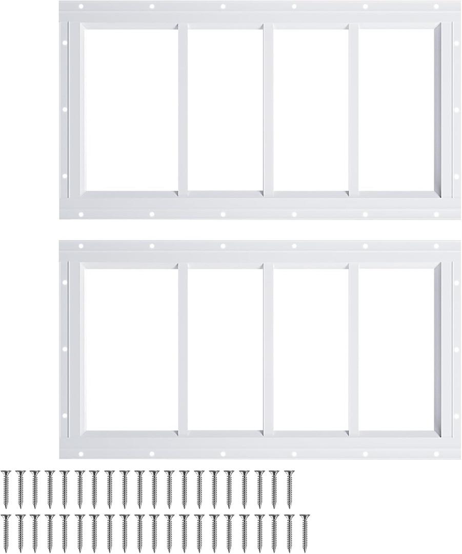 NeatiEase 2 Pack Shed Windows 10"x23", Transom Window Fixed Design with Tempered Glass for Playhouses, Sheds, Garage and Chicken Coops (White)