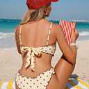 ZAFUL Womens Bikini Set 2 Piece Swimsuit Bandeau Top Cute Plaid Ruffled Bow Decor Cheeky Bathing Suits (Yellow, L)