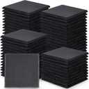 72 Pieces Slate Drink Coasters, GOH DODD 4 Inch Black Coasters Stone Coaster Set, Laser Engraving Blanks with Anti-Scratch Bottom for Home Office Halloween Housewarming Gifts Wedding Party, Square
