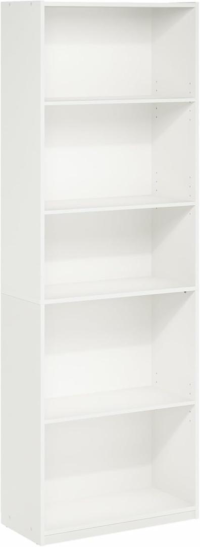 Furinno Gehry 5-Tier Bookcase, Bookshelf, White