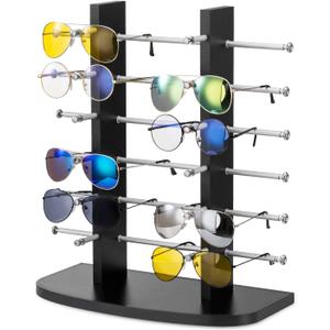 Polmart Sunglass/Eyewears Display Stand, Black, Double Towers, 12-Pair Capacity