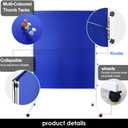 Cork Felt Bulletin Board (Blue) on Wheels, 60 x 48 Inchse Large Reversible Notice Board, Aluminum Frame Double-Sided Foldable, Cork Board for Classrom