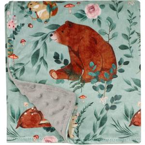 Baby Blankets for Boys Girls Fleece Blanket with Dotted Backing Super Soft Throw Blanket 30 x 40 Inches Woodland Animals