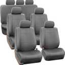 FH Group Car Seat Covers PU Leather 3 Row Car Seat Covers 7 Seater, Airbag Compatible and Split Bench - Fit Most Car, Truck, SUV, & Van (Solid Gray)