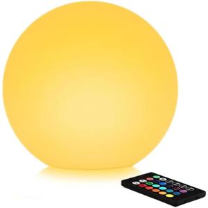 10-in Solar Globe Light Outdoor Waterproof, Dimmable Solar Balls for Garden w/Remote, Glowing Orb Light for Outside w/Ground Stake, Globe Floor Mood Lamp for Patio Yard Lawn Backyard Decor(16 Colors)