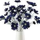 6PCS Navy Blue Silk Cosmos Flowers 24'' Wild Flowers Artificial Fake Flowers Arrangement for Wedding Party Kitchens Home Decoration(Navy Blue)