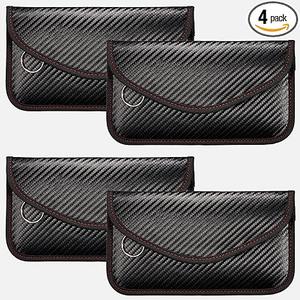 4 Pieces Faraday Bags Phone for Key Fob Protector Car RFID Signal Blocking GPS Anti-tracking Faraday Pouch Shielding Wallets for Cell Phone Privacy Card Protection(Carbon Fiber)