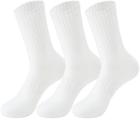 MAGIARTE Womens Compression Athletic Cotton Crew Socks Moisture Wicking Running Cycling Multi Sports Socks for Women 3 PACK (#01M Off White)