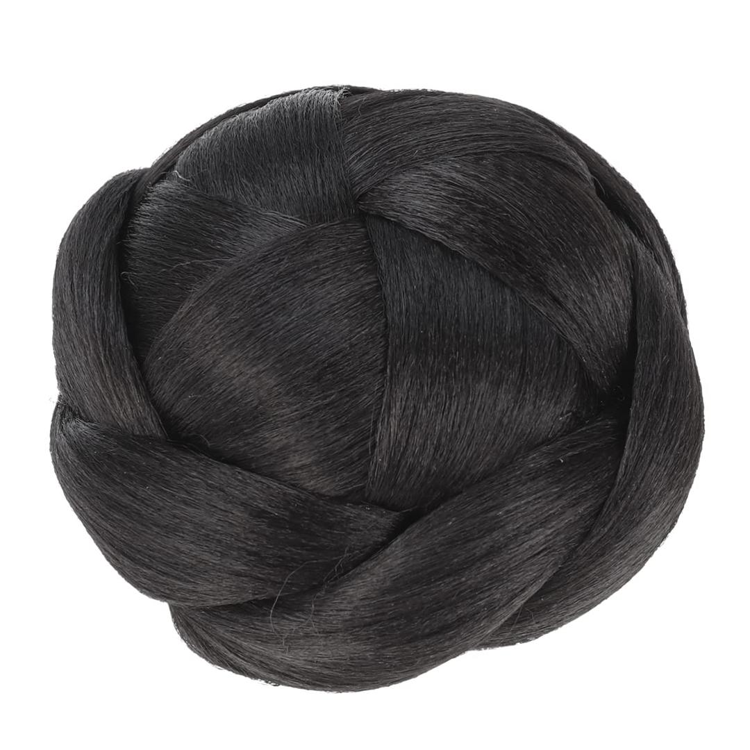 Updo Bun Wig 1b# Bun Extension Braid Hair Bun Ponytail Extension Hair Chignon Claw in Hairpiece (Black)