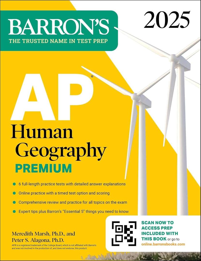 AP Human Geography Premium, 2025: Prep Book with 6 Practice Tests + Comprehensive Review + Online Practice (Barron's AP Prep)