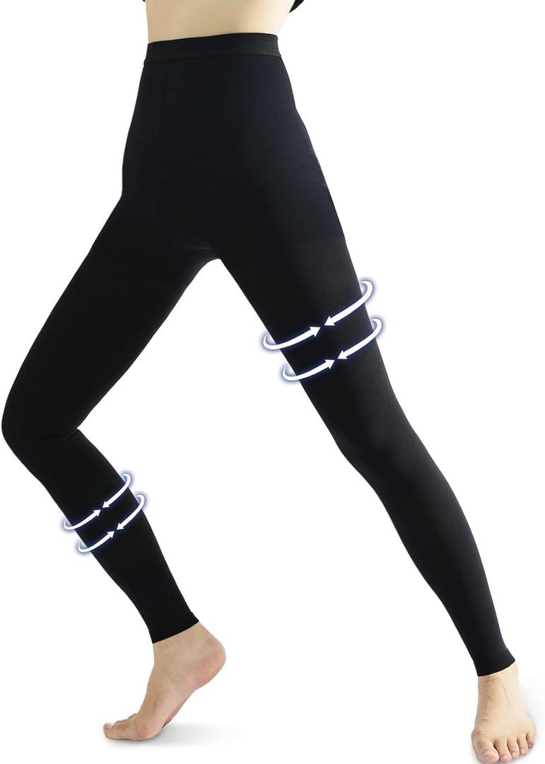 beister Medical Compression Pantyhose for Women & Men, 20-30mmHg Graduated Support Tights, Opaque Footless Waist High Compression Stockings & Leggings for Varicose Veins, Edema, Flight, DVT, L