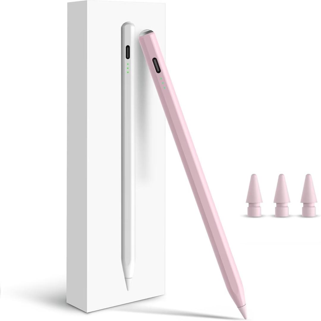 Pencil for Apple iPad A16 10th Generation, Fast Charge Stylus Pen for 2026-2018 iPad A16/11-6th Gen, Air 11/13 M4/M3/M2/5th-3rd, Pro 13/11/M4/12.9", Mini A17 Pro/6/5th Palm Rejection Tilt Sensitivity (Pink)