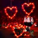 2 x 3Pcs Valentine's Day Window Lights, Red Heart Shaped Valentine's Day Window Decorations Battery Powered Hanging Romantic Lights with Suction Cup&Timer for Valentines Day Wedding Anniversary Home Decor